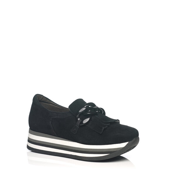 SOFTWAVES WEDGE SNEAKERS IN BLACK WITH A TRIM