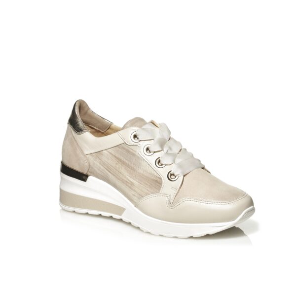 Softwaves wedge sneakers stretch licra leather en color creme