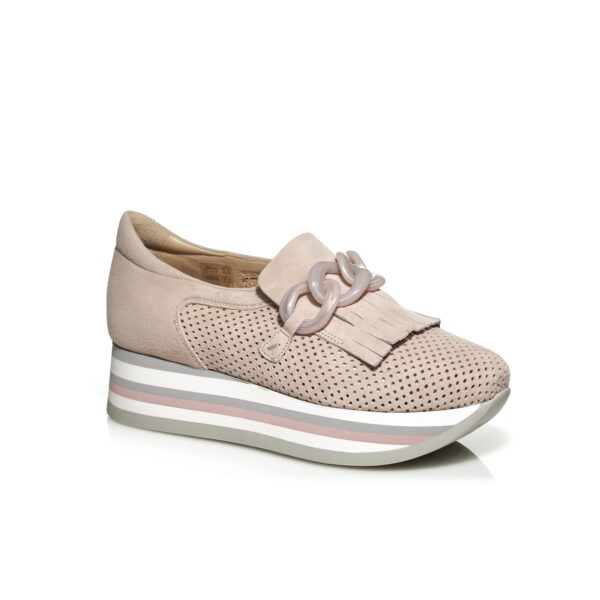 Softwaves wedge sneakers in color nude / pink with perfuration with trim on top, bestseller
