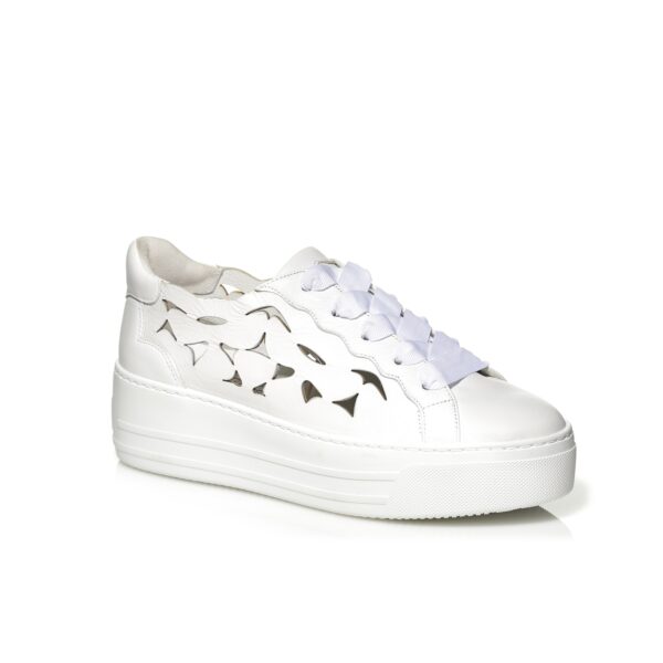 Softwaves casual sneaker in white with lazer design