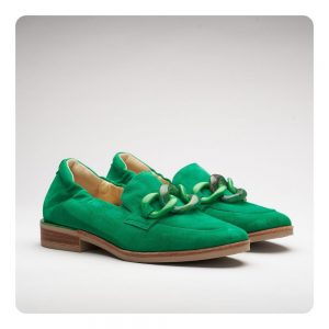 Softwaves Green/grass shoes in soft leather with a trim on the top