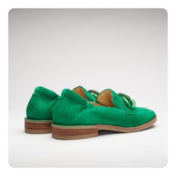 Softwaves Green/grass shoes in soft leather with a trim on the top