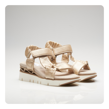 Softwaves Sandal in colour gold platino very soft and comfortable, with velcro